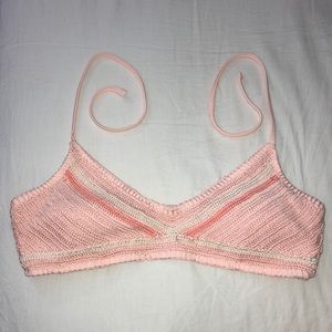 Pink crochet bikini top